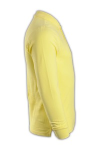 SKLPS006 solid color yellow 044 long-sleeved men's Polo shirt 1AD01 custom-made solid color long-sleeved Polo shirt sports comfort polo shirt polo shirt manufacturer polo shirt price back view